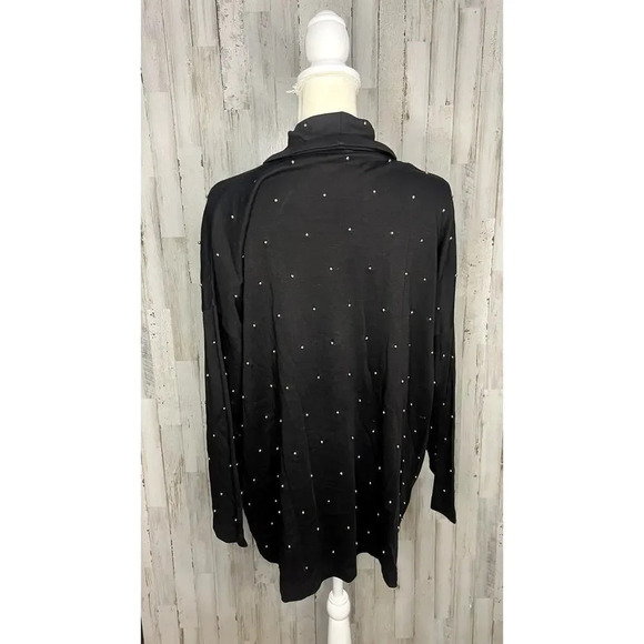 Richard Sport Women's Large Black Long Sleeve Blouse w/ Pearl Embellishments - Picture 4 of 6